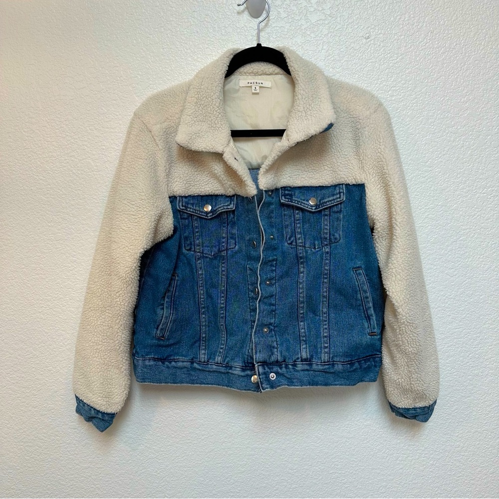 Pacsun Denim Sherpa Jacket Size Small